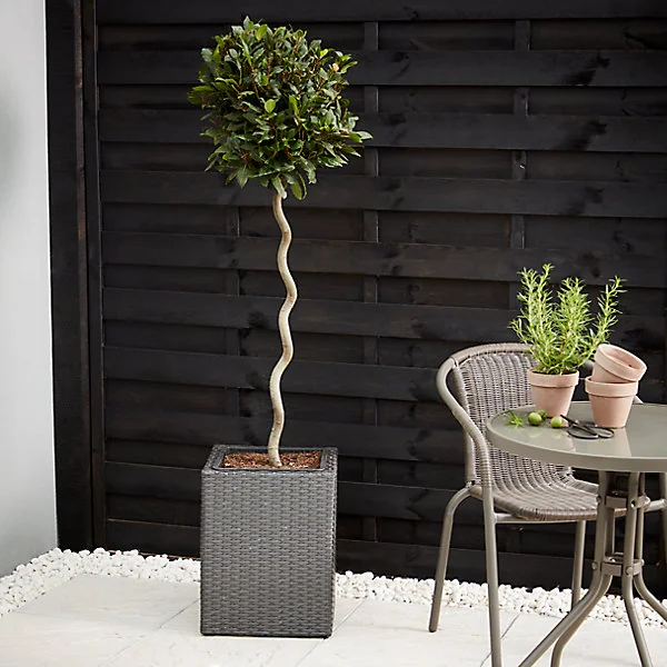 Pot carré plastique Verve effet rotin 35 x 35 x h.45 cm
