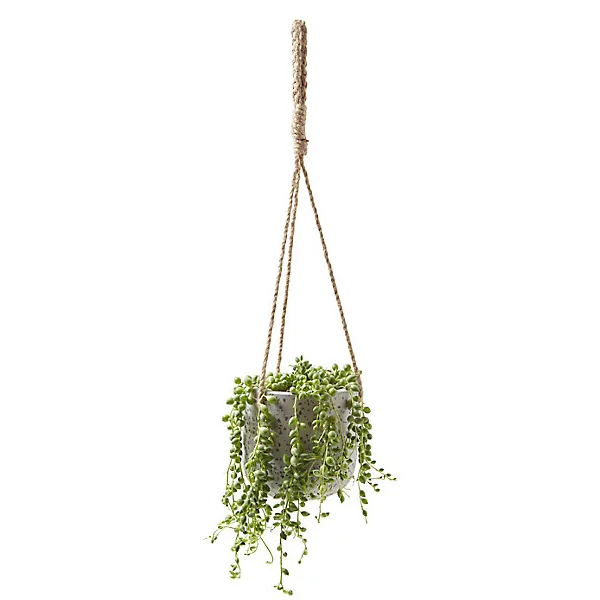 Pot de fleurs ciment gris en suspension D.12cm