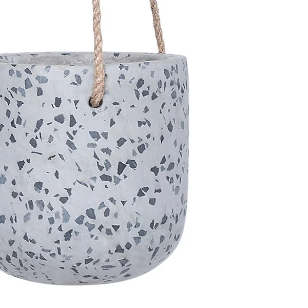 Pot de fleurs ciment gris en suspension D.12cm