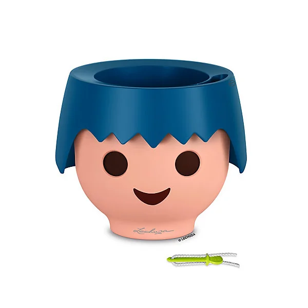 Pot Lechuza Tête Playmobil bleu océan Ø21 x h.15,8 cm