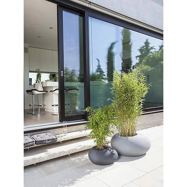 Pot ovale plastique Scheurich Flow stony gris 73 x 58 x h.35 cm