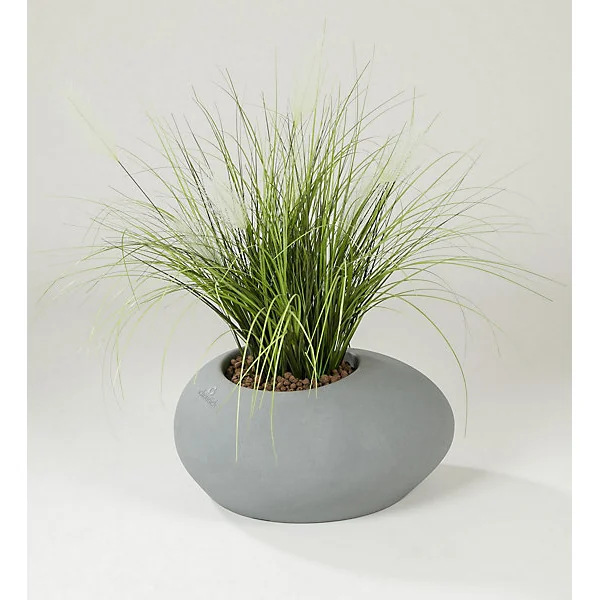 Pot ovale plastique Scheurich Flow stony gris 73 x 58 x h.35 cm