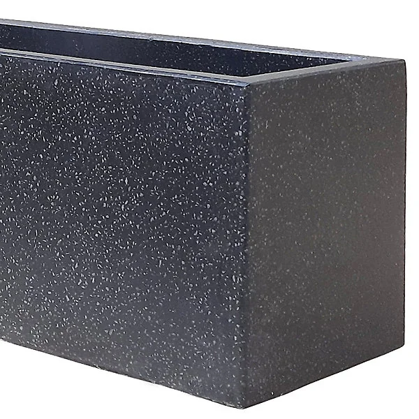 Pot rectangulaire argile Verve effet ciment anthracite 60 x 22 x h.22 cm