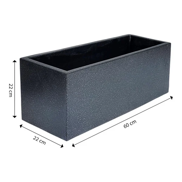 Pot rectangulaire argile Verve effet ciment anthracite 60 x 22 x h.22 cm