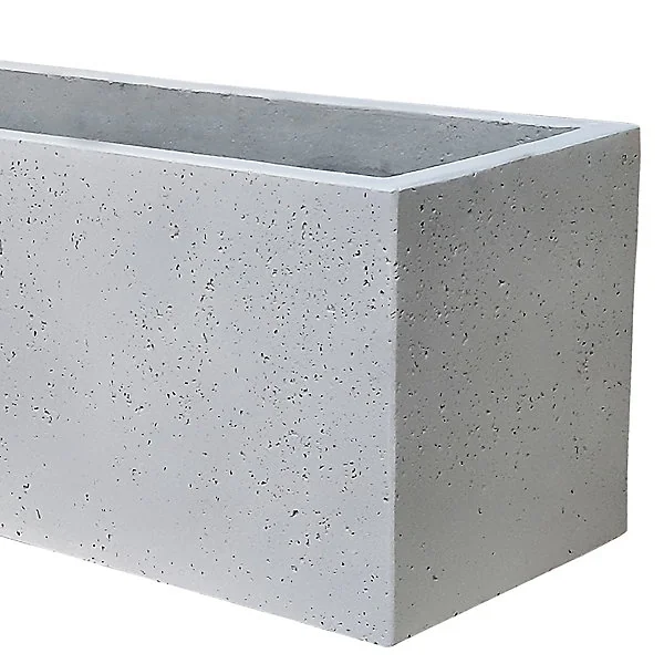 Pot rectangulaire argile Verve effet ciment gris clair 60 x 22 x h.22 cm