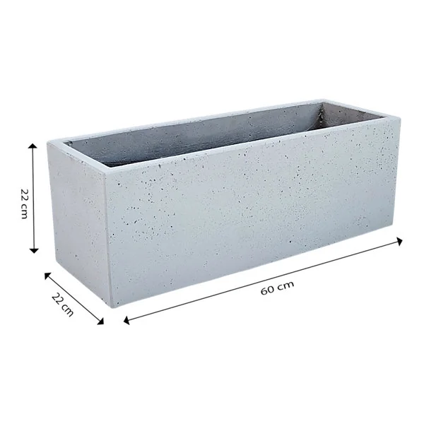 Pot rectangulaire argile Verve effet ciment gris clair 60 x 22 x h.22 cm