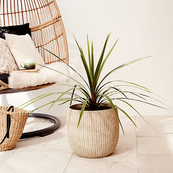 Pot rond argile Verve effet tricot beige Ø37 x h.33 cm