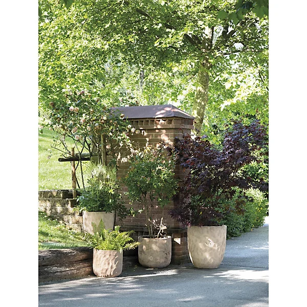 Pot rond cuvier en terre cuite beige ø48 x H.44cm Deroma Fossil