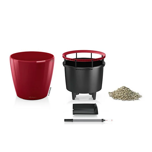 Pot rond Lechuza Premium LS rouge scarlet brillant Ø28 x h.26 cm