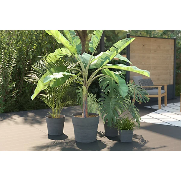 Pot rond à réserve d'eau plastique Deroma Save R anthracite ø48 x h.43,1 cm