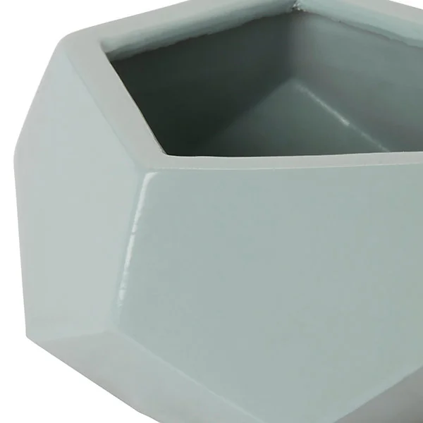 Pot rond émaillé motifs géométriques vert d’eau ø9 cm