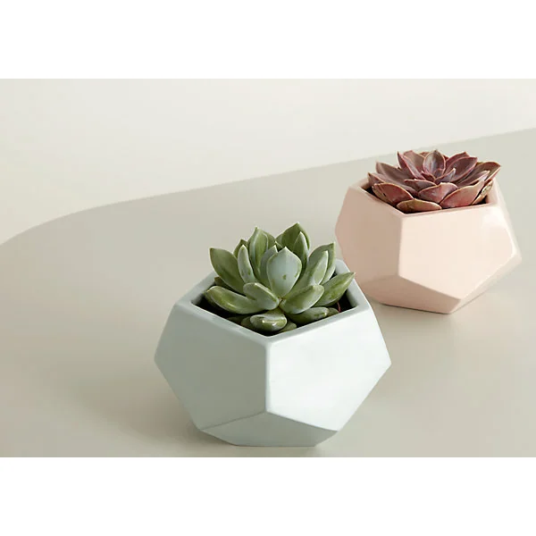 Pot rond émaillé motifs géométriques vert d’eau ø9 cm