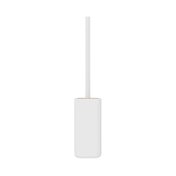 Pot à balai WC en céramique et bambou, blanc, GoodHome Cervia