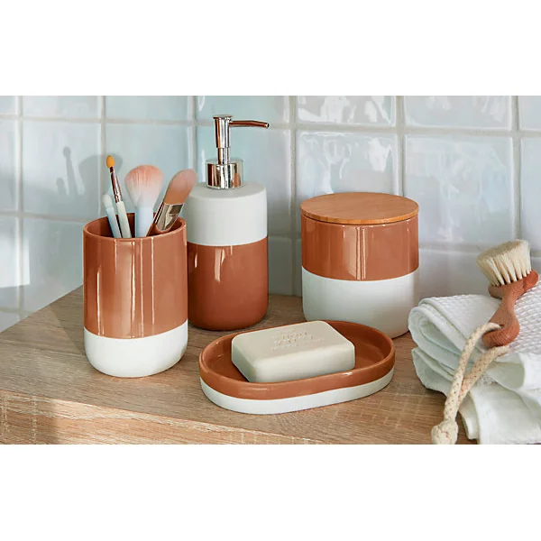 Pot à coton Koros blanc et terracotta GoodHome