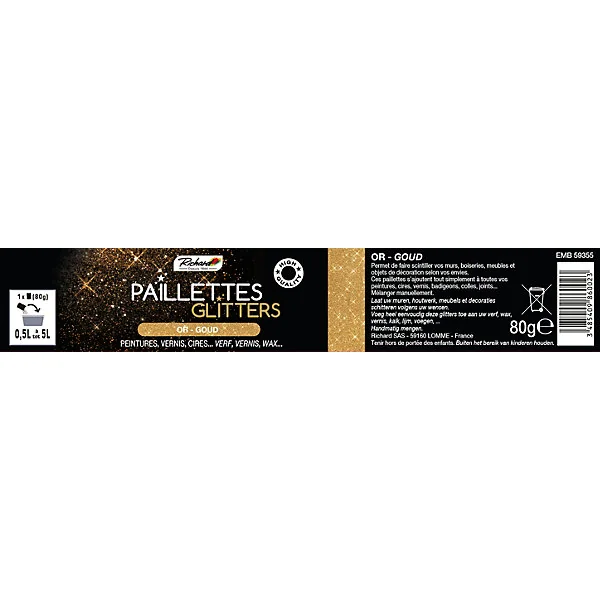 Pot à paillettes couleur or Richard Colorant 80g
