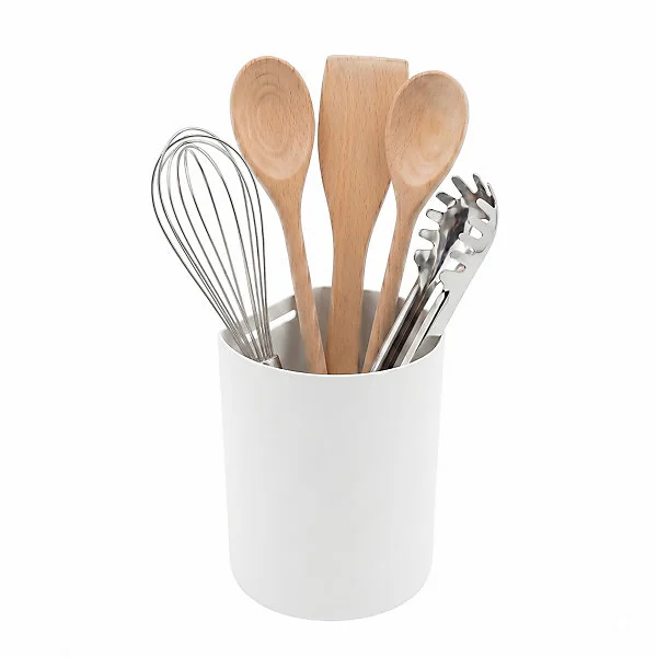 Pot à ustensiles de cuisine à suspendre en acier blanc
