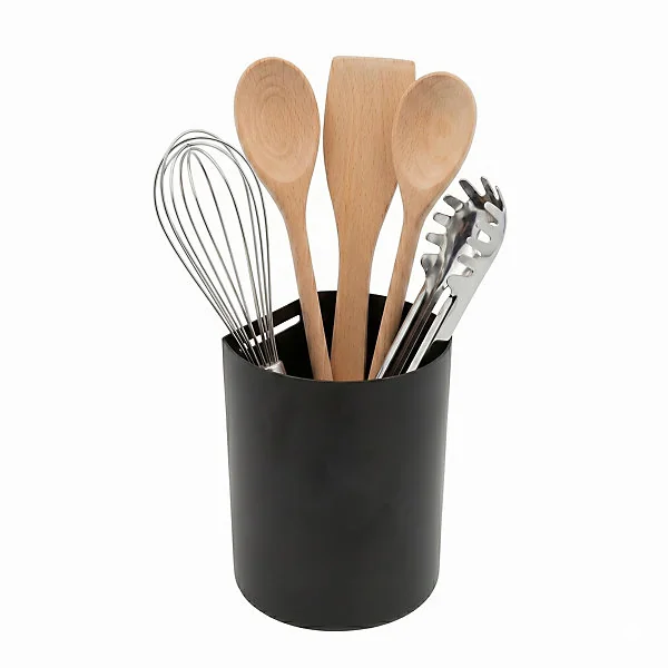 Pot à ustensiles de cuisine à suspendre en acier noir mat