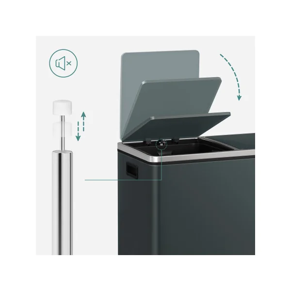 Poubelle Cuisine 2 pédales Poubelle avec Double Compartiment 2x30 L Anti-Traces de Doigts