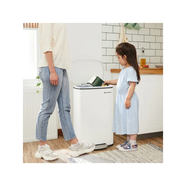 Poubelle de Cuisine Fermeture Douce 50L à Pédale Seau Intérieur en Plastique