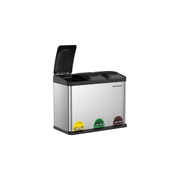Poubelle de Cuisine Poubelle de Tri à 3 Compartiments 3x15L