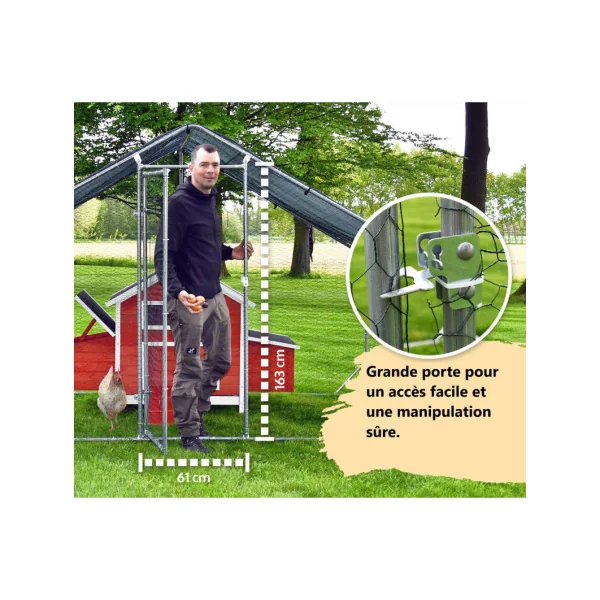 Poulailler Enclos Parc 2x2x1,95m Enclos Grillagé pour Poule 4m²