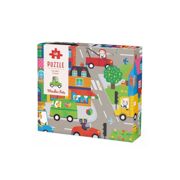 Puzzle 48 pièces en ville Les Popipop - Moulin Roty