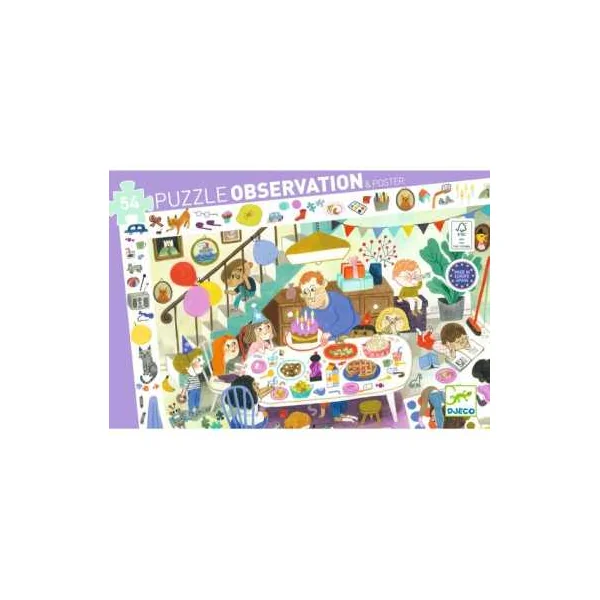 Puzzle d'observation 54 pièces La fête d'anniversaire - Djeco