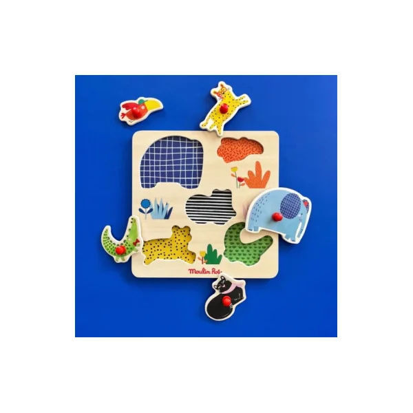 Puzzle encastrable 5 animaux Les toupitis - Moulin Roty