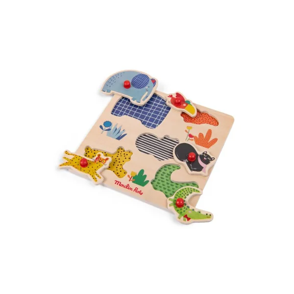 Puzzle encastrable 5 animaux Les toupitis - Moulin Roty