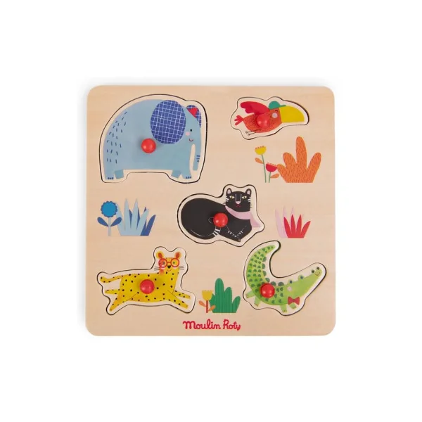 Puzzle encastrable 5 animaux Les toupitis - Moulin Roty