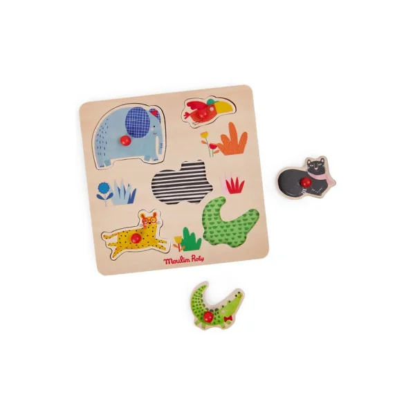 Puzzle encastrable 5 animaux Les toupitis - Moulin Roty