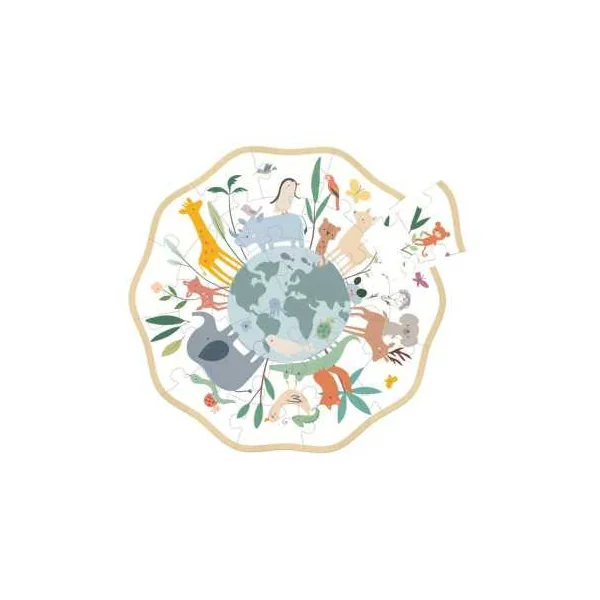 Puzzle rond 24 pièces le monde Sarah Betz - Vilac
