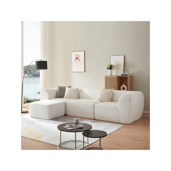 Repose-pieds pour Canapé Confortable Crème 73 x 73 x 45 cm