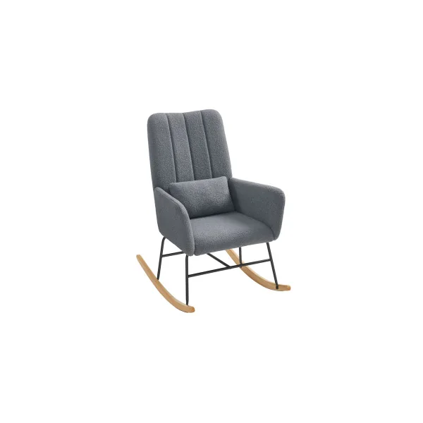 Rocking-chair Gris Fauteuil à Bascule avec Accoudoirs Tissu Peluche Gris