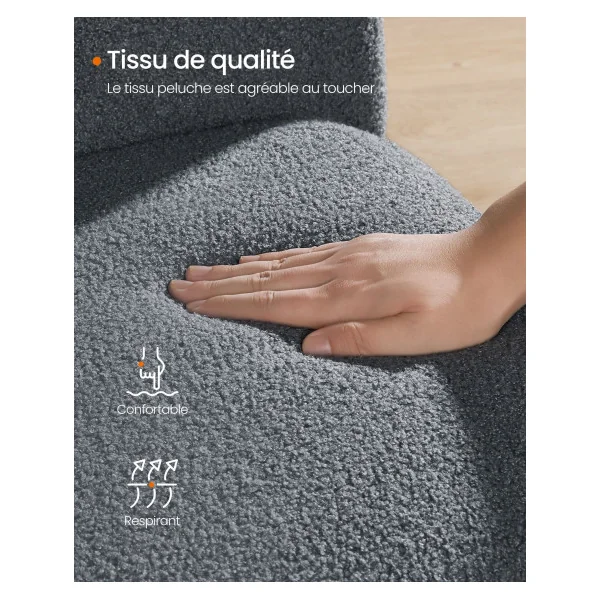 Rocking-chair Gris Fauteuil à Bascule avec Accoudoirs Tissu Peluche Gris
