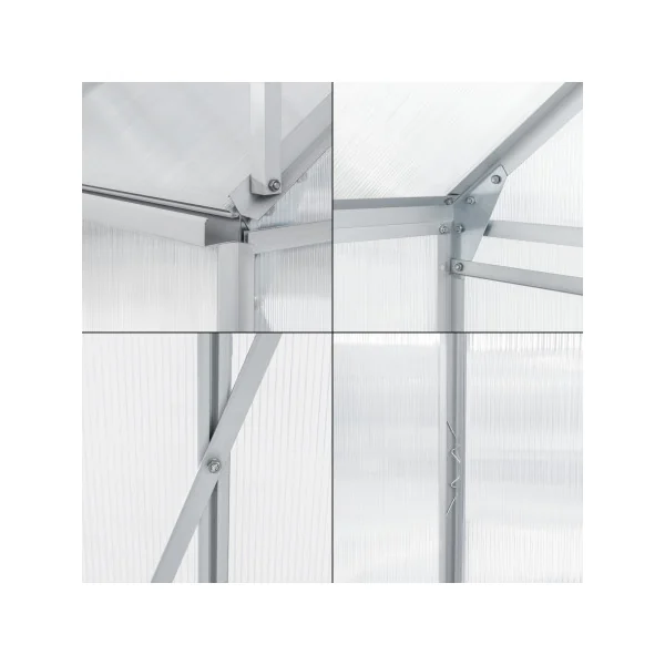 Serre de Jardin Alu et Polycarbonate avec Fenêtre de Toit 3,61 m²