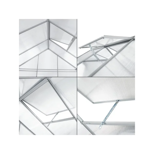 Serre de Jardin Alu et Polycarbonate avec Fenêtre de Toit 3,61 m²