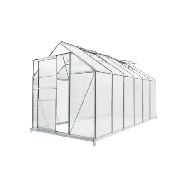 Serre de Jardin Alu et Polycarbonate avec Fenêtre de Toit 7,03 m²
