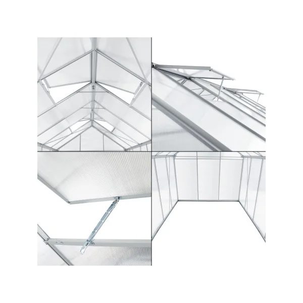 Serre de Jardin Alu et Polycarbonate avec Fenêtre de Toit 7,03 m²
