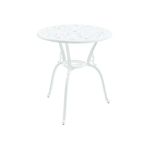 Set Bistrot Jardin Blanc avec Table et Chaises en Fonte d'Aluminium