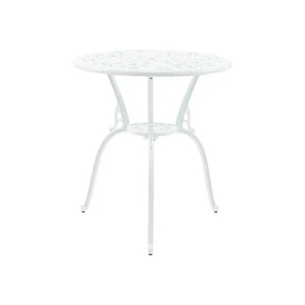 Set Bistrot Jardin Blanc avec Table et Chaises en Fonte d'Aluminium