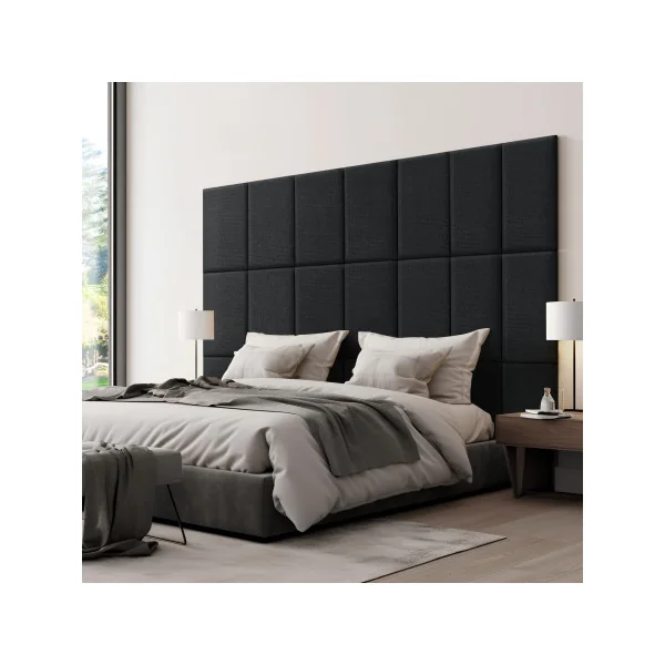 Set de 3 Coussins Muraux en Tissu 60 x 30 cm Noir