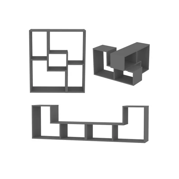 Set de Meubles Modulaires Anthracite Etagère de Rangement Modulable