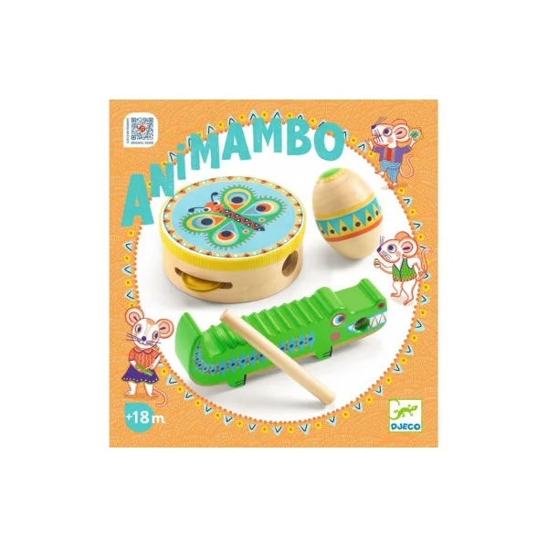 Set de percusions Animambo : Tambourin, Maracas, Guiro - Djeco