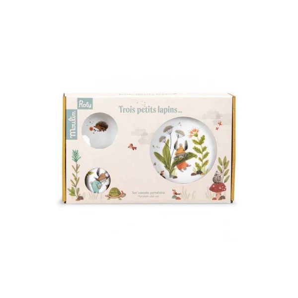 Set vaisselle porcelaine Trois Petits Lapins - Moulin Roty