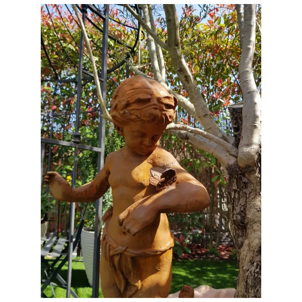 Statue Enfant Papillon Fonte 107x45x30cm