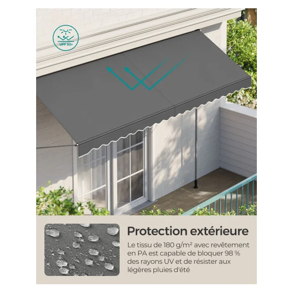 Store Banne Store Manuel Rétractable 400x120 cm Anthracite avec Manivelle