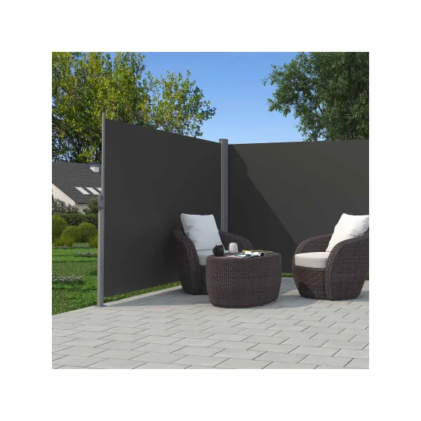 Store Double Latéral Extractible 1,6x6 m Brise-Vue Pare-Soleil Gris Foncé
