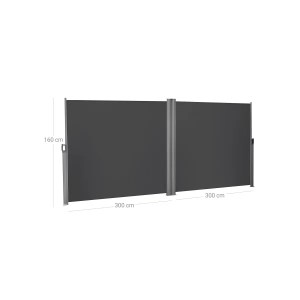 Store Double Latéral Extractible 1,6x6 m Brise-Vue Pare-Soleil Gris Foncé