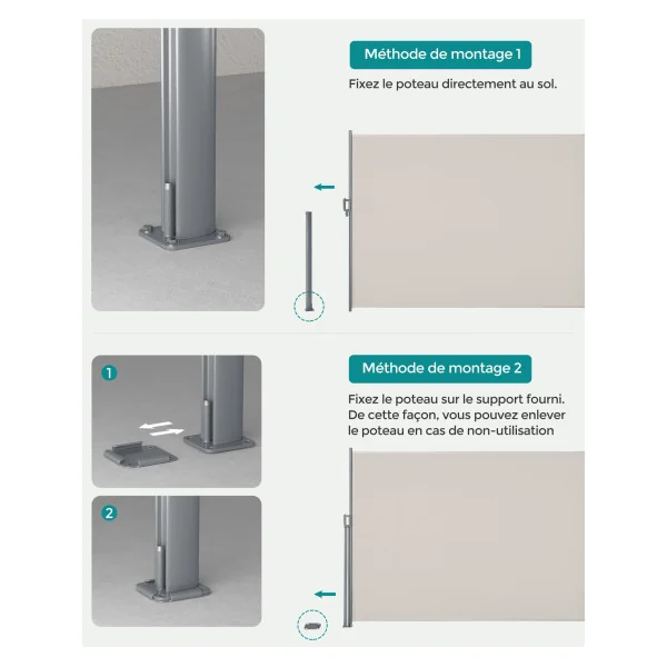 Store Simple Latéral Extractible 1,6x3,50 m Brise-Vue Pare-Soleil Beige
